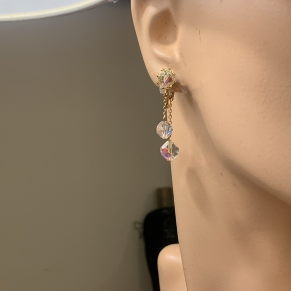 60 s DOUBLE DANGLING CRYSTAL EARRINGS - Picture 6 of 14